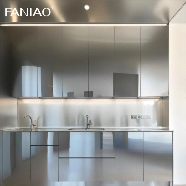 Factory Price Modern Style Design Aluminum Kichen Luxury Island Complete Stainless Steel Kitchen Cabinet