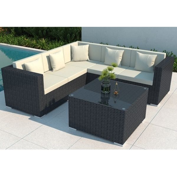 Luxury Modern Patio Garden Furniture Black Rattan Outdoor Sofa Coffee Table Set Steel Rattan Chair Outdoor Furniture