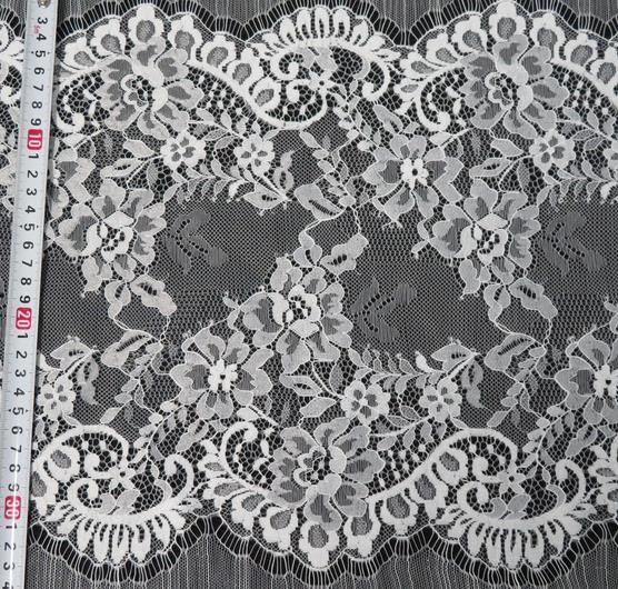 Nylon Eyelet Lace Trim , Floral Scallop Bridal Lace For Evening Dress