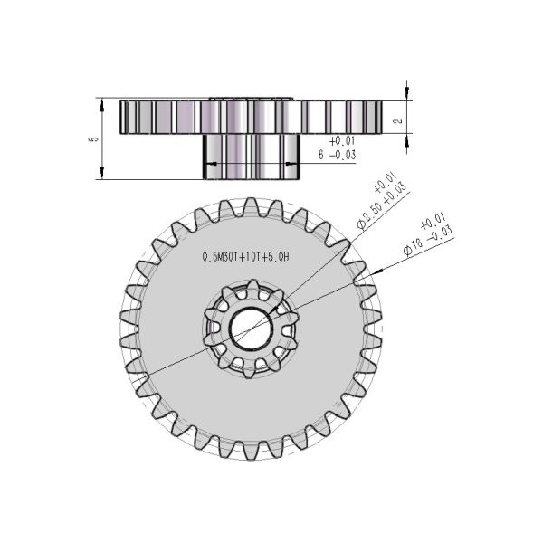 0.5 Modulus Double DC motor Gear 10 Teeth Plus 30 JGY-370 Gear