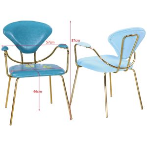 Iron Pipe Legs 47cm 150kg Blue Faux Leather Dining Chairs