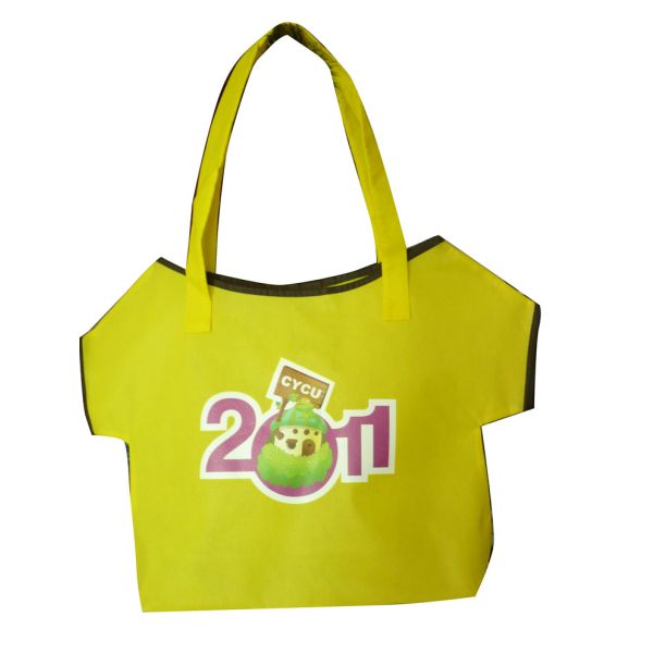 75g Yellow T- shirt shape cute design advertising non woven carry bag