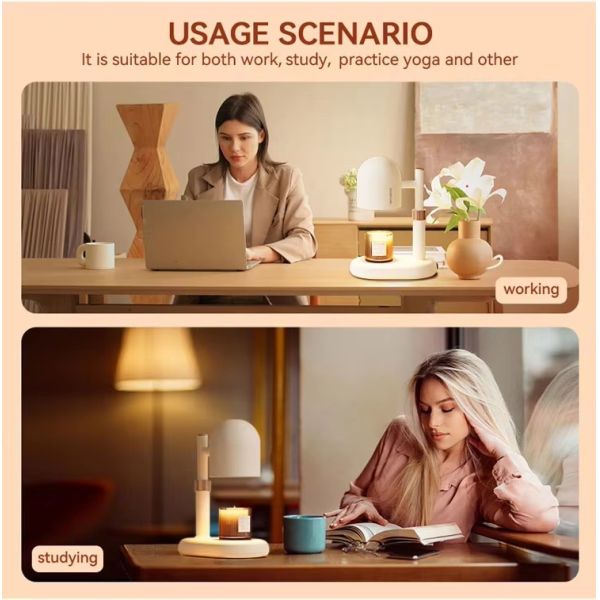 Retro Candle LED Sensor Lights Table Lamp Electric Incense Burner Cream Color