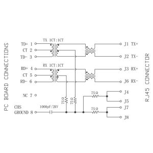 ARJC07-111071A Vertical 10/100 Base-Tx RJ45 with LED LPJD0012BENL THT PCB Jack