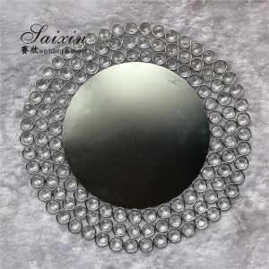 Glass Gold Beaded Charger Plates Wedding Crystal 12 Inch