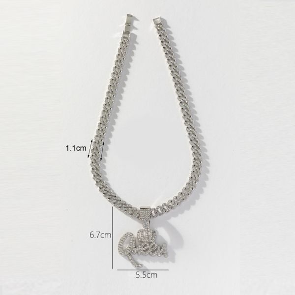 Fashion Rhinestone Crown Queen Pendant Necklace Hiphop 11mm Cuban Link Chain Necklaces For Women Jewelry Party Gifts