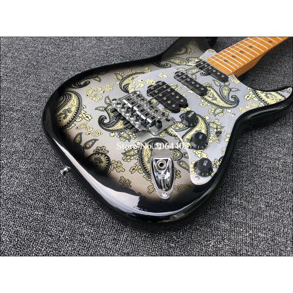 Maple fingerboard retro color front and rear stickers electric guitar double wave electric guitar free shipping