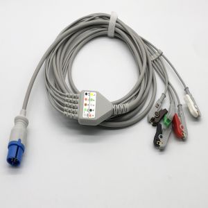 5 Leads 6pin MEK Physio Control Ecg Cable With Pinch Snap End