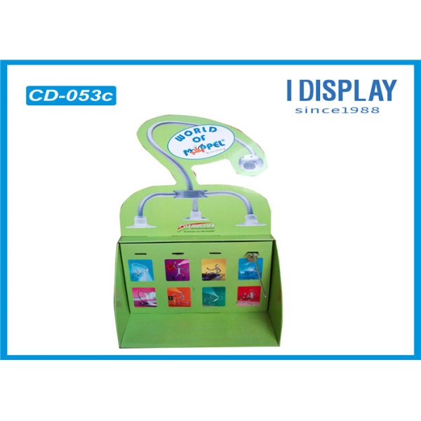 Green Hard Folding Cardboard Counter Display Units / Custom Cardboard Display Stands