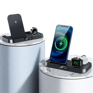 China Plastic Qi Desktop Wireless Charger Alarm Clock 15W Foldable 6mm on sale