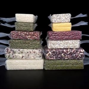 Customized Transparent Vacuum Bag With Miscellany Grain Print Recyclable Offset