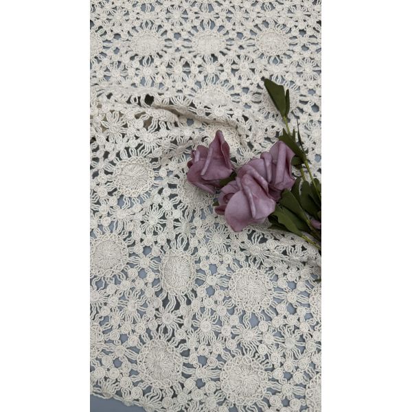 Sun Design Leafy Corded Lace Fabric Hollow-up Circle for Evening Dresses Summer Clothing