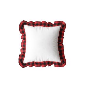 Sublimation Pillow Covers Blanks Heat Transfer Printed Plaid With Ruffled Lace