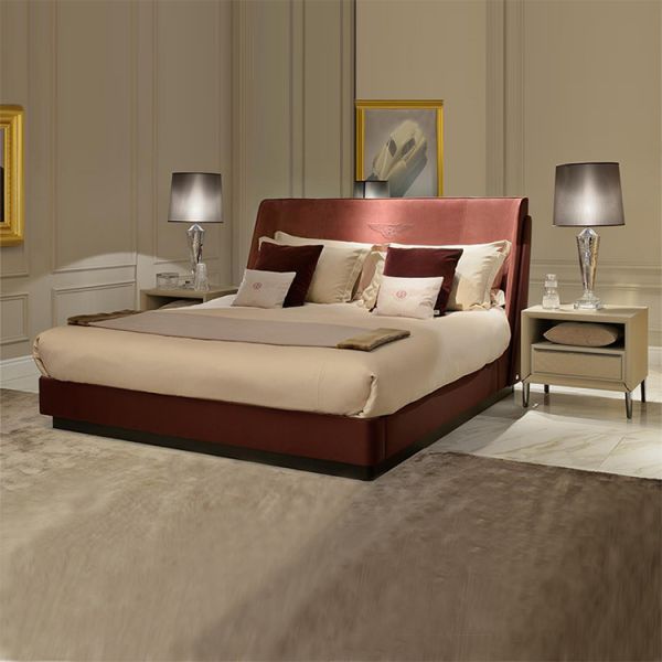 Home Furniture Bedroom Furniture King Size Leather Bed Frame Luxury Double Bed Set Modern Style Panel Type Plywood Nightstand