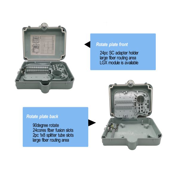 24 Cores Outdoor Mid Span Access Fiber Optic Splitter Box FTTH GPON CTO IP65