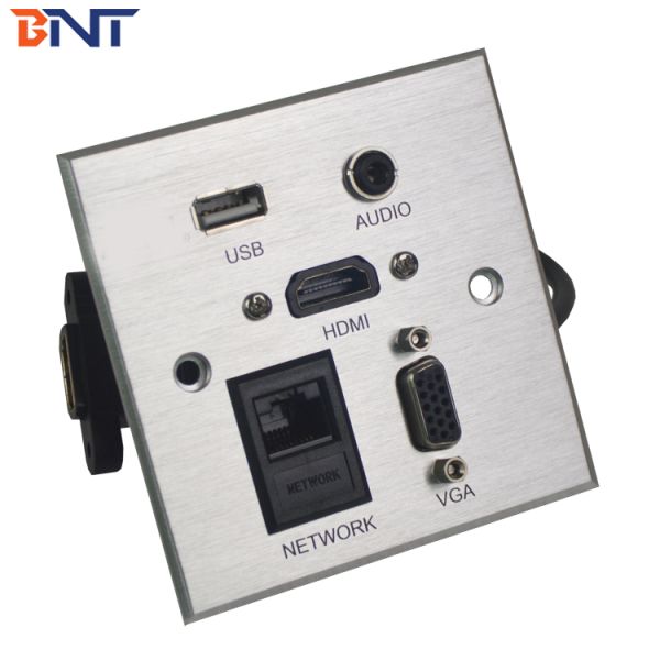 Aluminum Alloy Brushed Panel Wall Mount AV Socket Plate for Hotel AV Furniturte