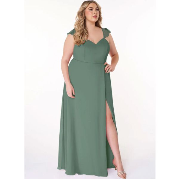 New Fashion Female A-Line V-neck Ruched Chiffon Floor-Length Bridesmaid Dress A-Line Cap Sleeve