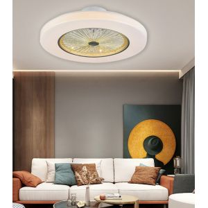 White Retractable Ceiling Fandelier Bladeless Ceiling Fan With Lighting