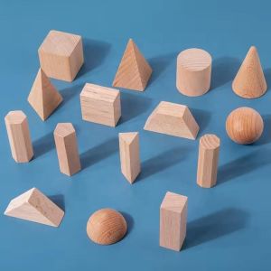 Wood Geometric Solids, Kids Wooden Shapes, Montessori Toys