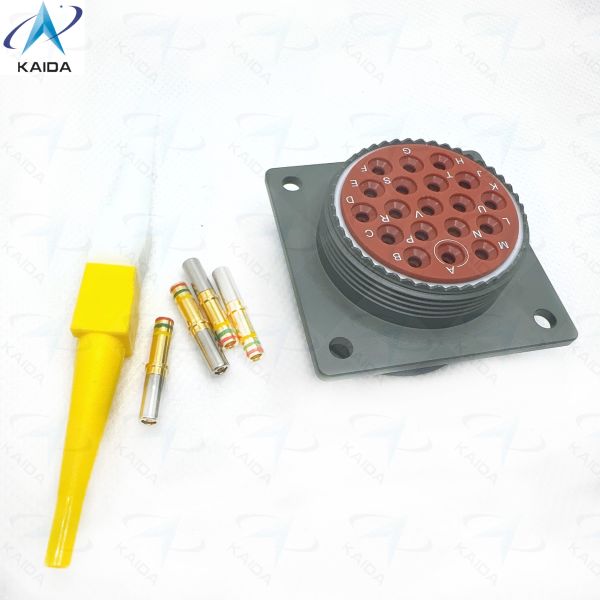 MIL-DTL-26482 Circular Connector Type Square Flange Receptacle for Heavy-Duty Machinery.MS3476W25-19PN.Olive Green Cadmium Plating with 19 Pins.