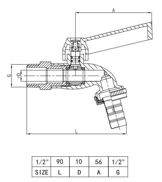 Garden Cock Brass Bibcock Valve 1.6Mpa Washing Machine Valve