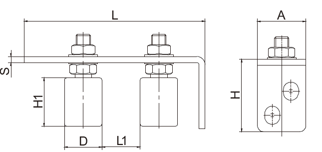 Dual Rollers Sliding Gate Guide Bracket L Rear Post Universal Heavy Duty Adjustable 64mm
