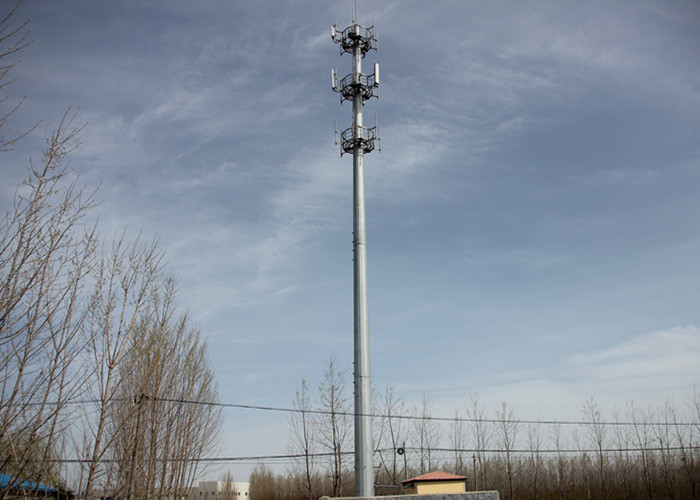 Quality Q235B Carbon Structural Steel Telecom Tower , Overlapping connection Galvanized Steel Monopole for sale