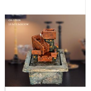 Quality Polyresin Red Brick H16.5CM American Style Fountain Tabletop Small Ornament Office Decor Gift Handicraft Creativity for sale