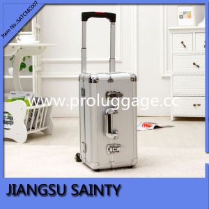 Quality SATCMC007 silver striped ABS surface cosmetic rolling case for sale