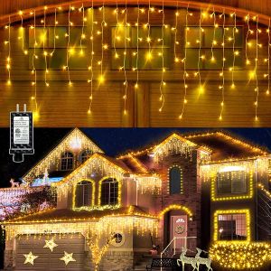 Thanksgiving Hanging LED Icicle lights Outdoor 800 LED 220V Warm White