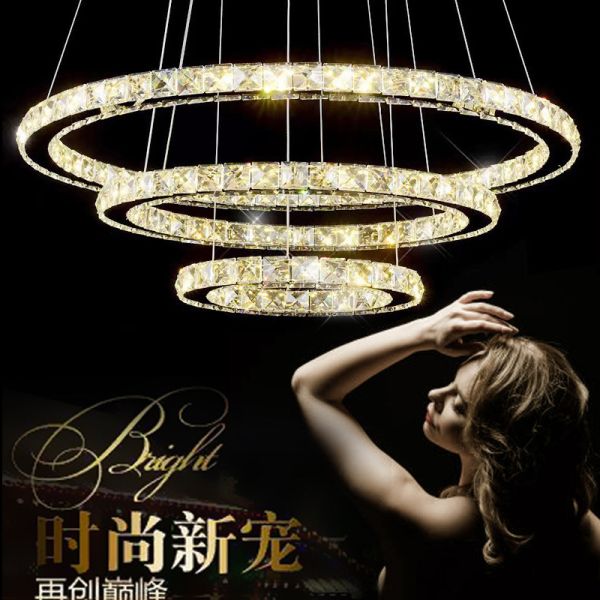 Buy JYLIGHTING Modern Nordic Design LED Chandelier 4000K Warm White 3000K E12 Base Pendant Light 3D Printed Crystal Circle for Room Modern Pendant Light at wholesale prices