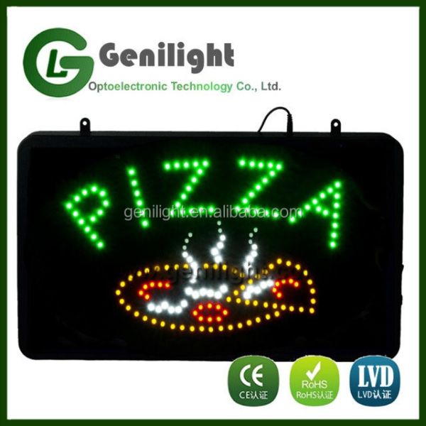 Customized Shape LED Lighting Pizza Display Sign for Store Window in PC Material