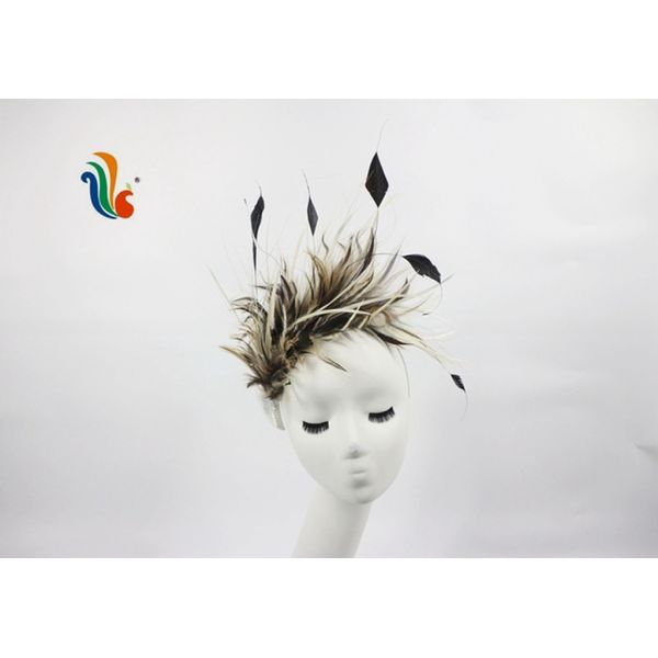 15*30 cm Goose Feather Millinery Supplies with Stripped Coque and Hackle Flower Mount
