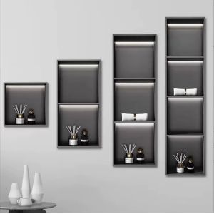 Modern Design Style 12" Recessed Shower Shelves with Gold Finish and LED Light