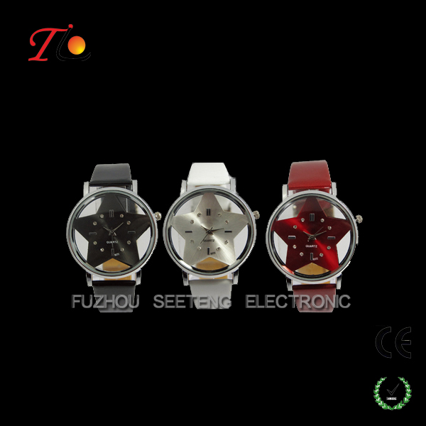 Fashion Leather Strap Quartz Wrist Watch with Czech Stone on Dial For Young Ladies