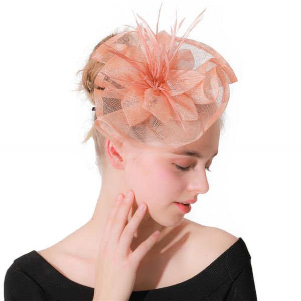 Party Decoration Sinamay Feather Fascinator in Dyed Chicken Feather Pattern