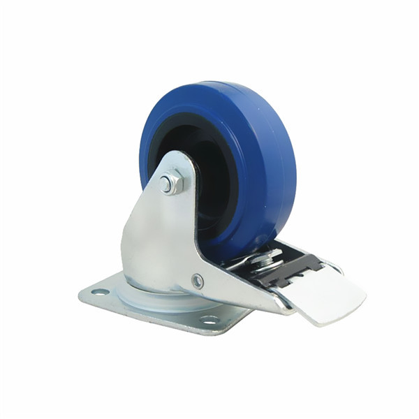 Buy Braked Swivel Castor with 80mm Rubber blue wheel.Rohs at wholesale prices
