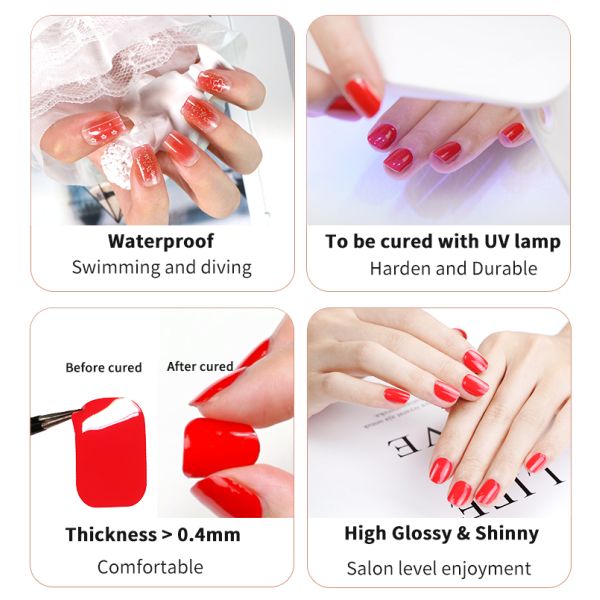 Real Nail Polish Sticker Pink Flower Gel Nail Wraps with Eco-friendly Plastic Material