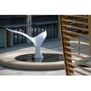 Painted Whale Tail SS316L Outdoor Metal Garden Sculptures