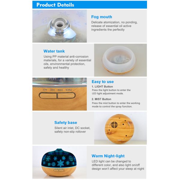 OBM 300ml 3d Glass Room Diffuser , 30-70ml/H Aromatherapy Essential Oil Diffuser