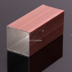 China Light Wood Grain Aluminium Tube Profiles Middle Size Square Alloy T3-T8 on sale