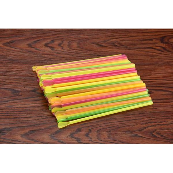 disposable plastic Spoon Straws for slush syrup for Milkshake Straw plastic straws