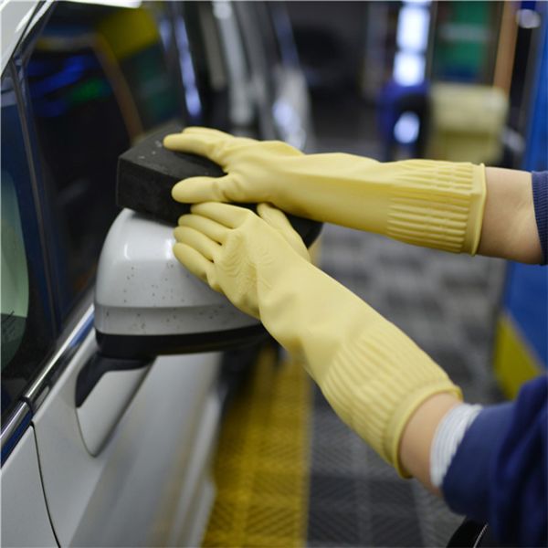 Buy Beautiful Household Cleaning Extra Long Sleeve Rubber Gloves Flocklined Or Unlined at wholesale prices
