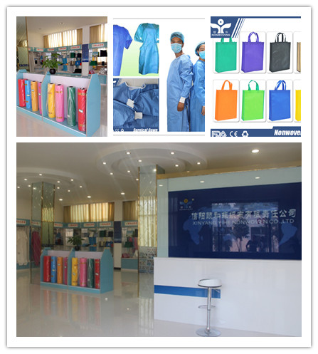 SMS Blue Knitted Cuff Sleeves Surgical Gown Reinforced Operational Room For Doctors