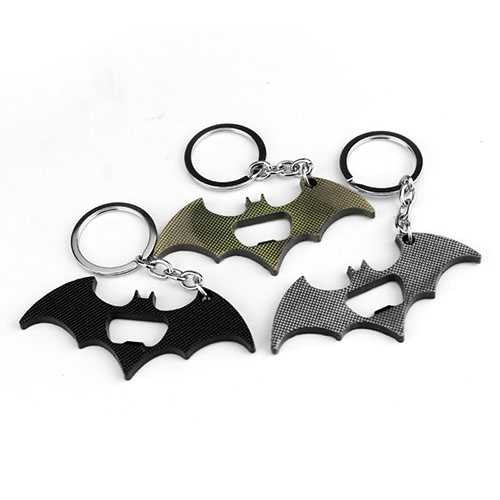 Die casting cool innovative movie batman bat 2D souvenir beer bottle opener keychain, copper and bronze plating.