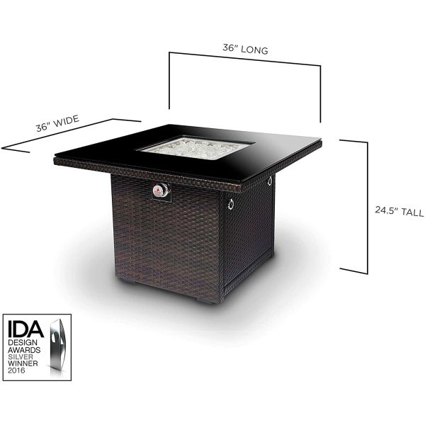 Buy Propane Butane Gas Square Fire Pit 40000BTU Stainless Steel at wholesale prices