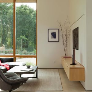 Modern Wall Mounted TV Cabinet With Drawers Wood Grain Melamine