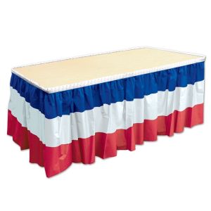 National Flag Style Single Pleats Table Skirting With Adhesive Backside