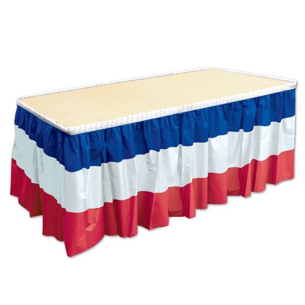 Buy National Flag Style Single Pleats Table Skirting With Adhesive Backside at wholesale prices