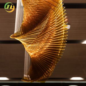 JYLIGHTING Customized Twist Shape Large Chandelier Amber Suspended Glass Light